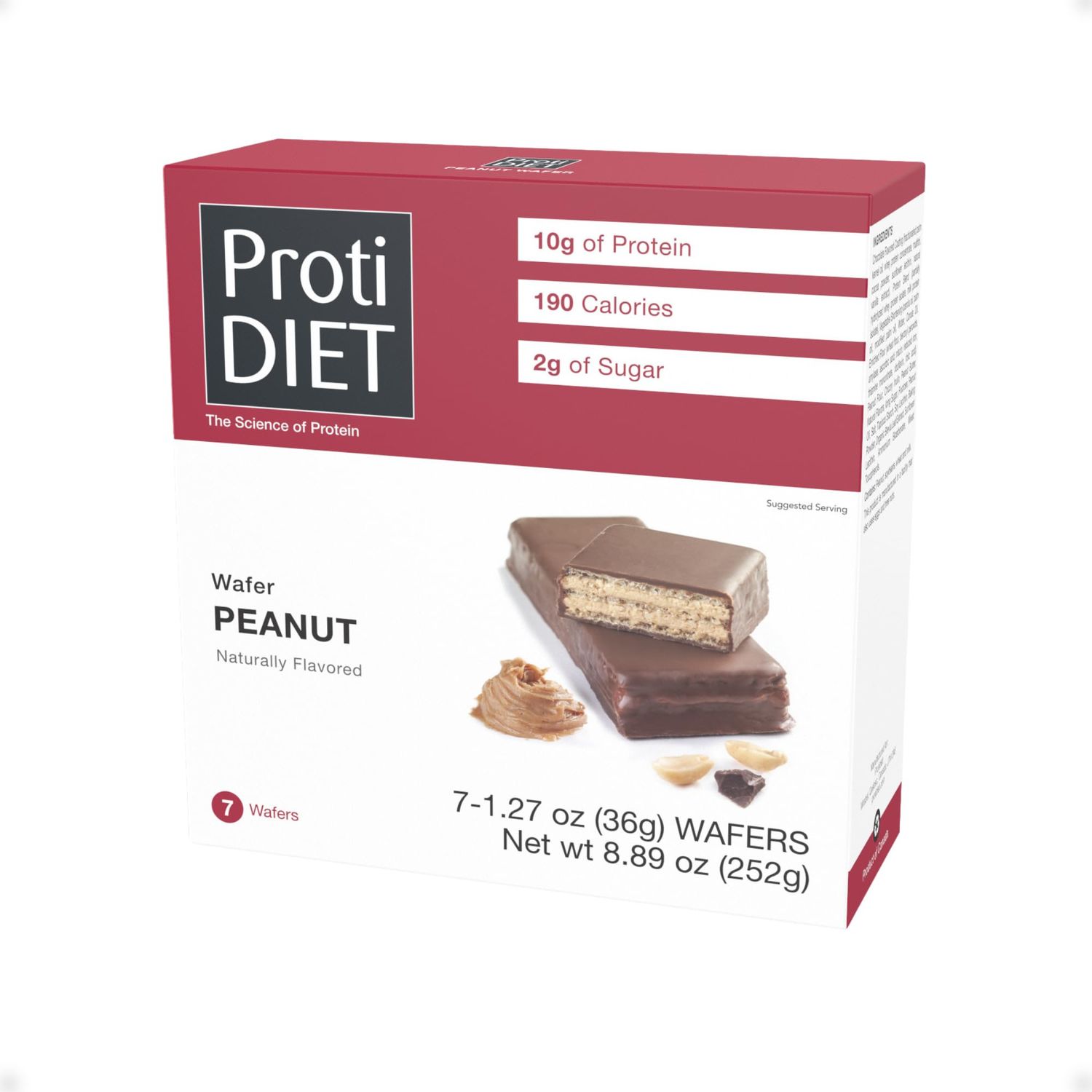 ProtiDIET Peanut Wafer Protein Bars - Low Sugar, Low Fat, High Protein Peanut Butter Wafer Bars, Perfect On the Go Meal Replacement Bar and Nutritional Snack - 7 Peanut Butter Wafers Per Box