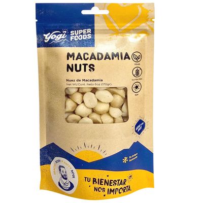 Yogi Super Foods Macadamia Nuts, Raw Nuts, Unsalted Nuts, Keto Macadamia Nuts Unsalted, Raw Macadamia Nuts for Baking, Snacking, Vegan, Keto-Friendly, Gluten-Free, High in Healthy Fats - 6oz