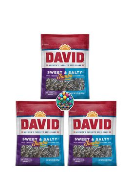 David&#39;s Sweet and Salty Roasted &amp; Salted Sunflower Seeds Jumbo - 5.25oz Bags (Pack of 3) Packaged by NikAn Supplies