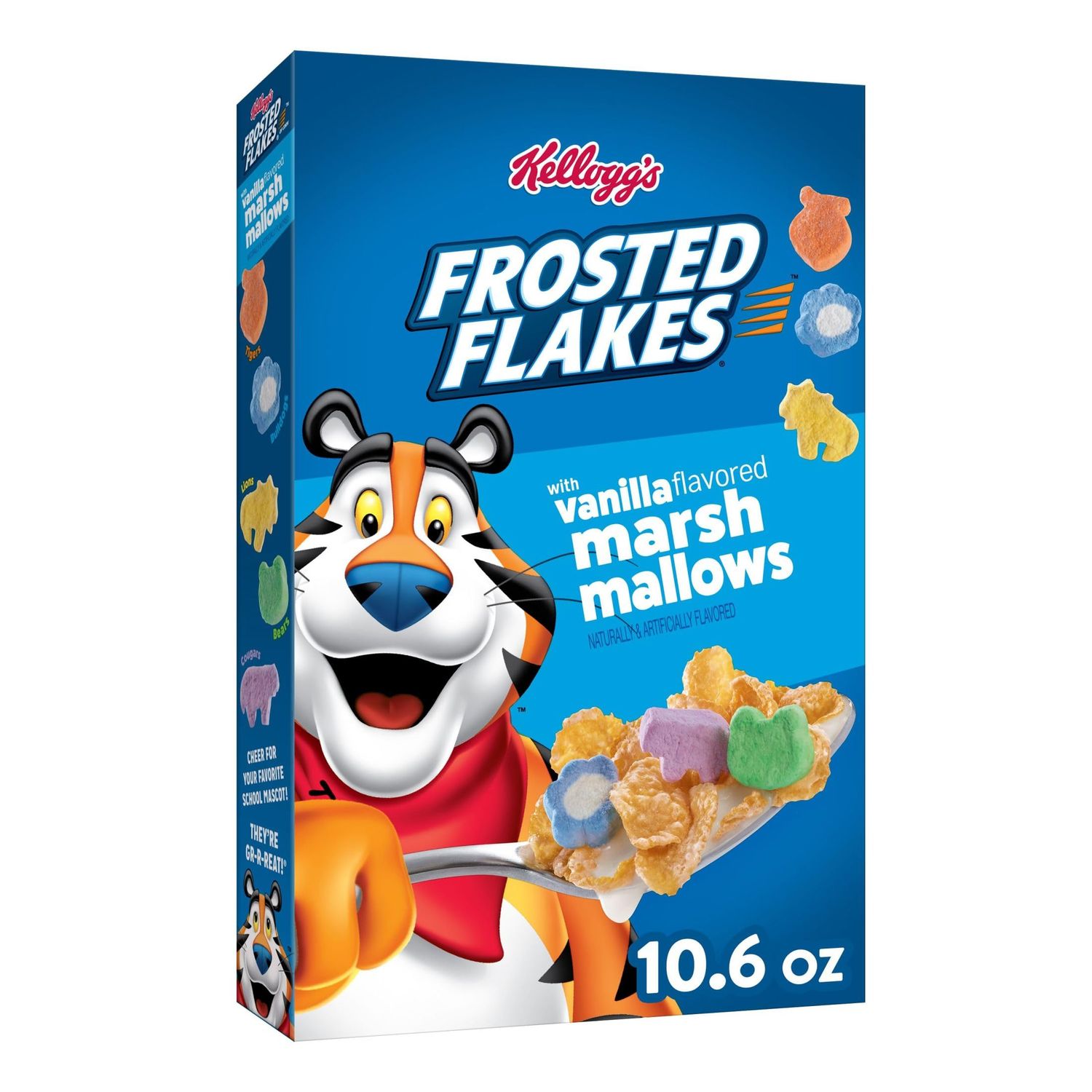 Kellogg&#39;s Frosted Flakes Cold Breakfast Cereal, 7 Vitamins and Minerals, Kids Snacks, Original with Vanilla Flavored Marshmallows, 10.6oz Box (1 Box)