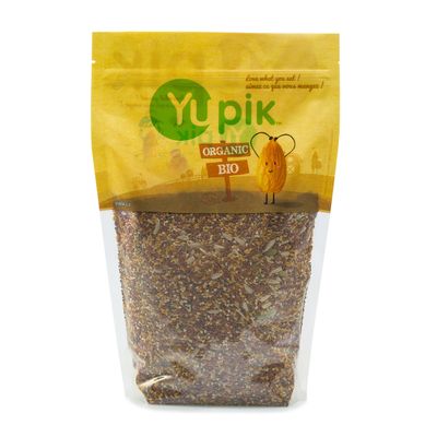 Yupik Organic Super 6 Seeds Mix, 2.2 lb (35.2 oz), Pack of 6, GMO-Free, Kosher, Vegan, Rich in Fiber, Nutritious Snack &amp; Topping, Brown &amp; Golden Flax, Sunflower, Sesame, Chia &amp; Pumpkin Seeds