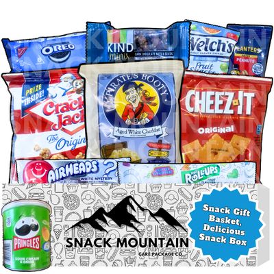 Snack Mountain Ultimate Care Package, Variety Pack for College Students, Dorms, Movie Nights, Gift Box of Mixed Treats, Food for Office, Easter Basket Stuffer, Easter Candy &amp; Snack Care Package