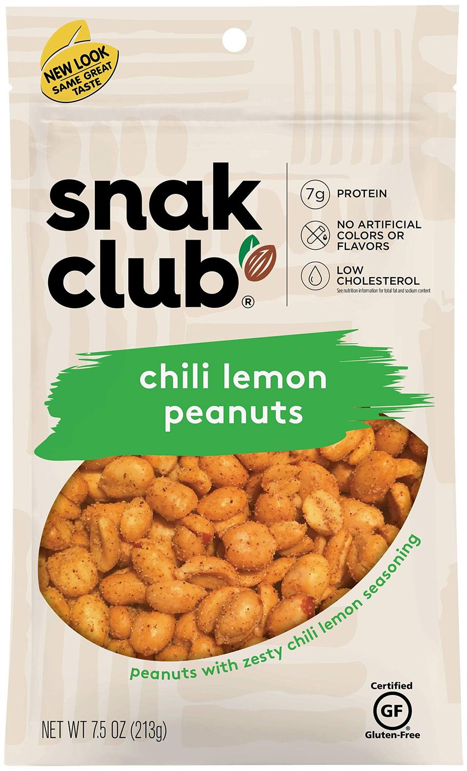 Snak Club Chili Lemon Peanuts, 7.5 Ounce (Pack of 6)