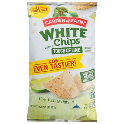 Garden of Eatin&#39; Corn Tortilla Chips, White Chips with a Touch of Lime, 1 lb bag (Pack of 12)