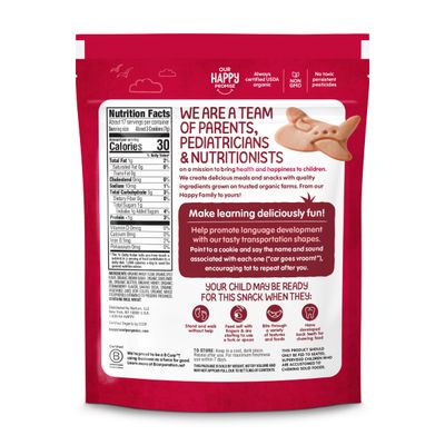 Happy Tot Organic Multi-Grain Cookies Toddler Snack, Fun Transportation Shapes, Strawberry, 4.4 Ounce (Pack of 5)