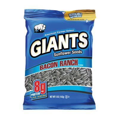 Giants Bacon Ranch Sunflower Seeds Bulk - Flavored Sunflower Seed Snack, Roasted Sunflower Seeds to Eat - 5 oz Resealable Bags (Pack of 12)