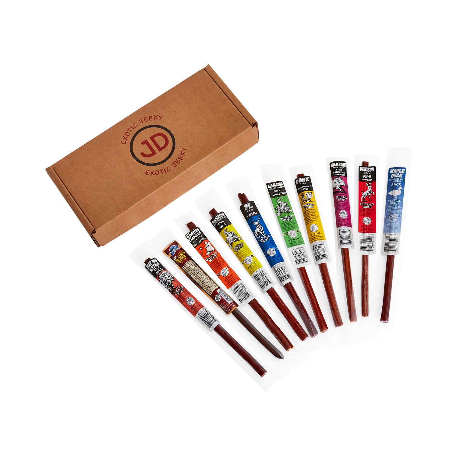 Jerky Dynasty Exotic Meat Stick Snack Mix - Slim Variety Pack, High-Protein Keto Snack with Premium Ingredients, Unique Flavors for Adventurous Tastes, Gift For Men (10 pack)