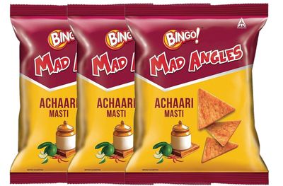 Bingo! Mad Angles Achari Masti Nacho Chips  Indian Chips  66g  Pack of 3