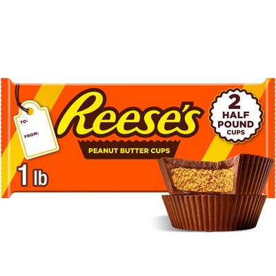 REESE&#39;S Milk Chocolate Half-Pound Peanut Butter Cups, Candy Pack, 16 oz (2 Pieces)