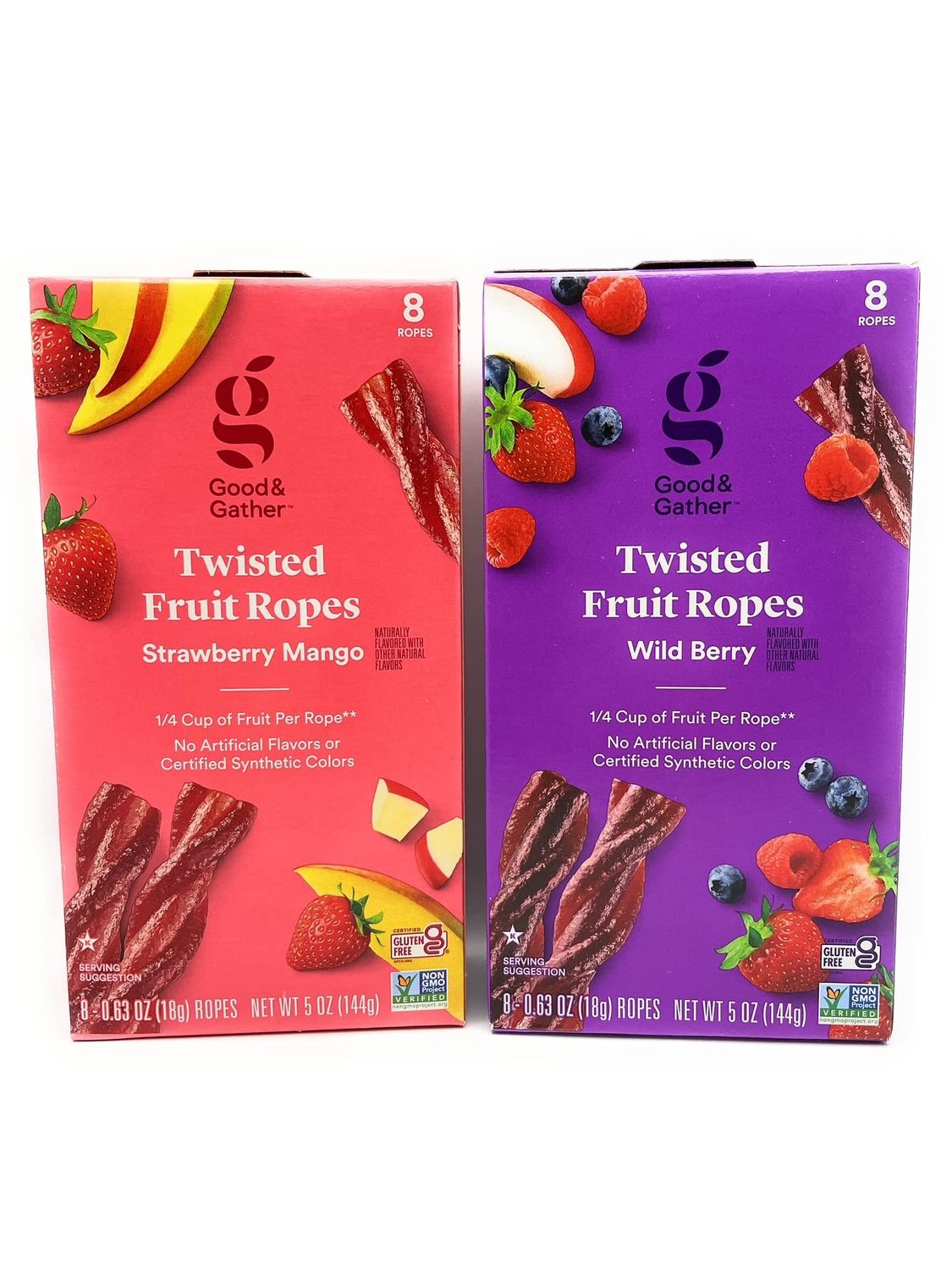 Fruit Twists Gluten Free Ropes Assortment - Wild Berry (5 oz) &amp; Strawberry Mango (5 oz) - (Pack of 2)