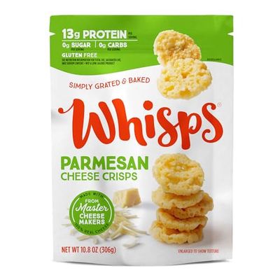 Whisps Cheese Crisps Parmesan Cheese  Protein Chips  Healthy Snacks  Protein Snacks, Gluten Free, High Protein, Low Carb Keto Food (10.8 Oz)