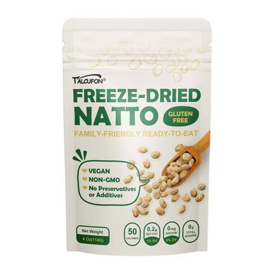 TALCUFON Japanese Freeze-Dried Natto Beans, Fresh Natto Fermented Soybean 4 Oz, Non-GMO, Vegan, Plant Protein Ready to Eat Natto Snack 114G