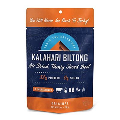 Original Kalahari Biltong, Air-Dried Thinly Sliced Beef, 2oz (Pack of 8), Sugar Free, Gluten Free, Keto &amp; Paleo, High Protein Snack