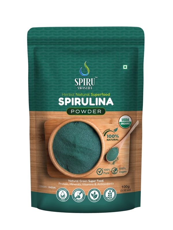 BOX2BUY Organic Spirulina Powder, 100% Vegan, Herbal Natural Food with Protein, Vitamins, Minerals, Non-GMO, Non-Irradiation, USDA Certified (100 Gram)