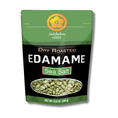 Dry Roasted Edamame by Nakihalani Farm - Sea Salt (12 oz)  Non-GMO Crunchy Soybeans  Plant-Based High Protein Snack for Adults &amp; Kids  Gluten-Free, Keto-Friendly, Nut-Free, Vegan  Resealable Bag