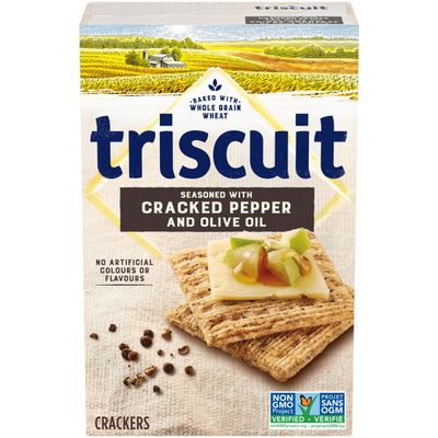 Triscuit Cracked Pepper &amp; Olive Oil, 200g/7.1 oz., Wheat Crackers (Imported from Canada)