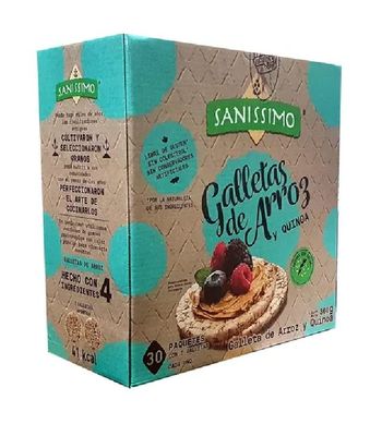 Sanissimo Rice and Quinoa Crackers, Gluten Free, 30 Individually Wrapped Snack Packs, With two crackers each package