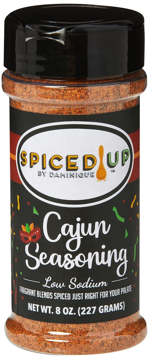 Spiced Up by Daminique Low Sodium Gluten Free 8oz. Cajun Seasoning  Double the Size, Healthy  Perfect on Everything: Poultry, Seafood, Veggies, Sauces &amp; Dips, Snacks, Pasta