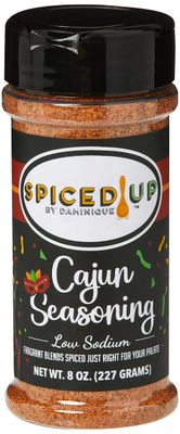 Spiced Up by Daminique Low Sodium Gluten Free 8oz. Cajun Seasoning  Double the Size, Healthy  Perfect on Everything: Poultry, Seafood, Veggies, Sauces &amp; Dips, Snacks, Pasta