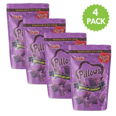 Oishi Pillows Ube Filled Crackers,5.29 Ounce Pack of 4