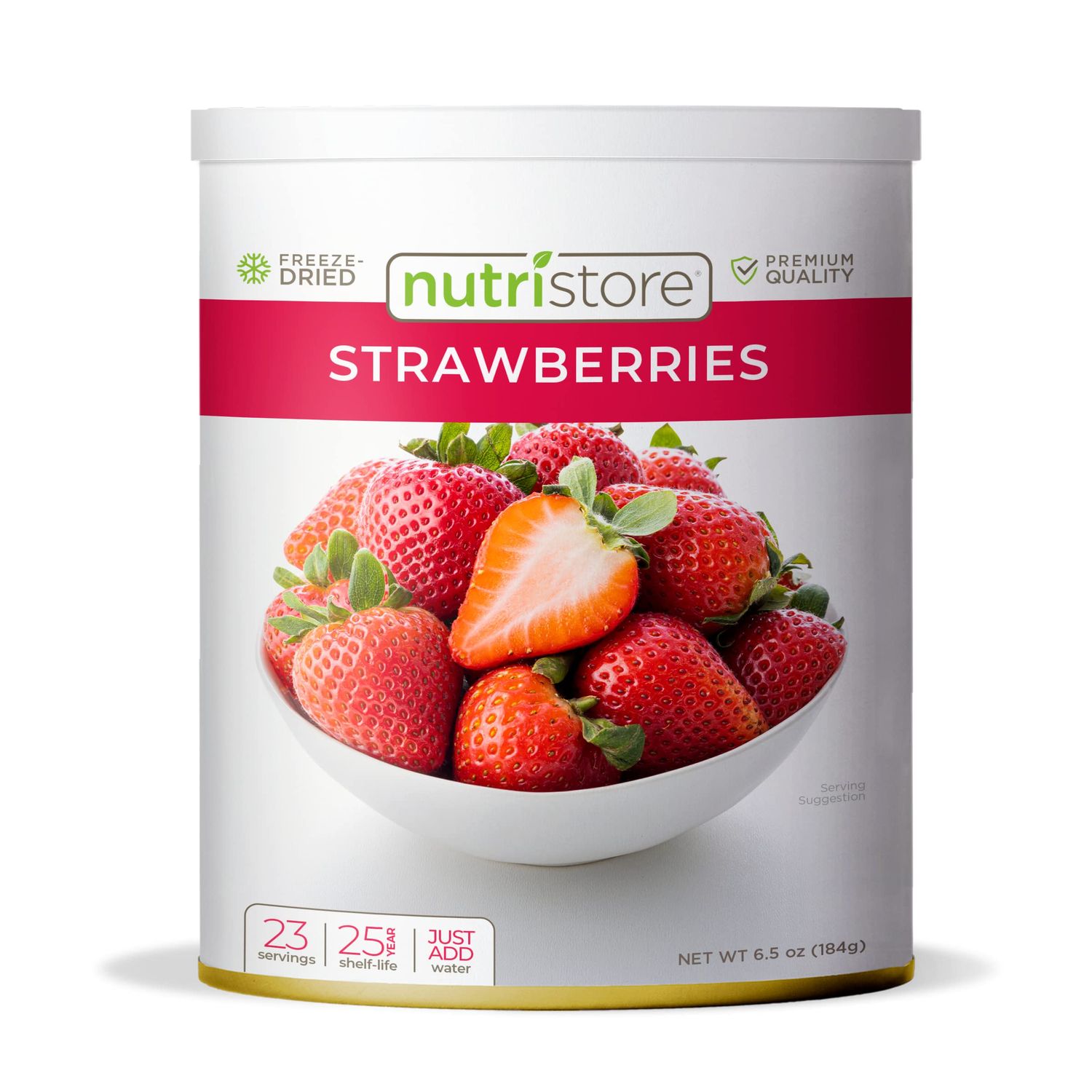 Nutristore Freeze Dried Strawberries  100% Natural, Healthy Fruit Snacks Bulk  Premium Quality &amp; Crispy Fresh Taste  Emergency Survival Food Supply  10 Can  23 Servings  25 Year Shelf Life