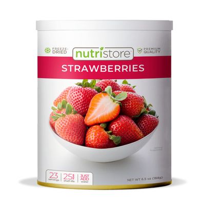 Nutristore Freeze Dried Strawberries  100% Natural, Healthy Fruit Snacks Bulk  Premium Quality &amp; Crispy Fresh Taste  Emergency Survival Food Supply  10 Can  23 Servings  25 Year Shelf Life
