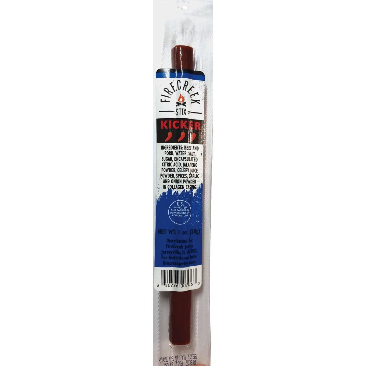 Firecreek Kicker Spicy Beef Jerky Meat Stick, All Natural, Keto, Paleo, Low Carb, Msg Free, Soy Free, Gluten Free, Quantity 20