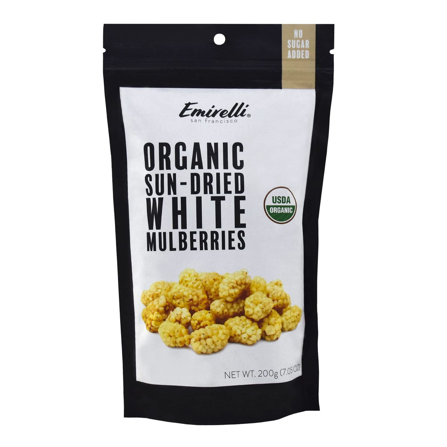 Emirelli Turkish Sun-Dried Mulberries - Delicious Gluten Free Non GMO Vegan Snacks - No Sugar Added - Packed in Resealable Pouch, Healthy and Nutritional (Organic Mulberries, Pack of 1)