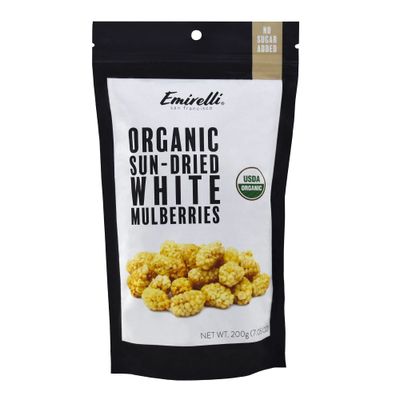 Emirelli Turkish Sun-Dried Mulberries - Delicious Gluten Free Non GMO Vegan Snacks - No Sugar Added - Packed in Resealable Pouch, Healthy and Nutritional (Organic Mulberries, Pack of 1)