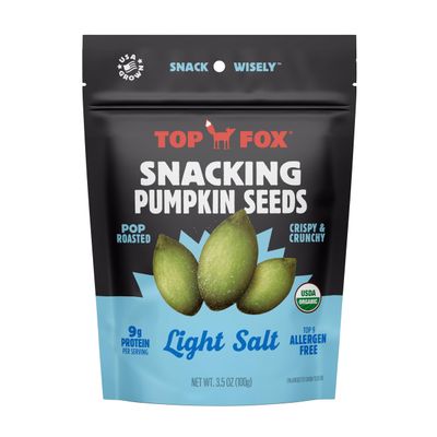 Top Fox Snacks - Organic Pop-Roasted Pumpkin Seeds  Healthy Protein Snacks - Gluten Free - Keto and Vegan Friendly (Light Salt, 3.5 oz - 6 Pack)