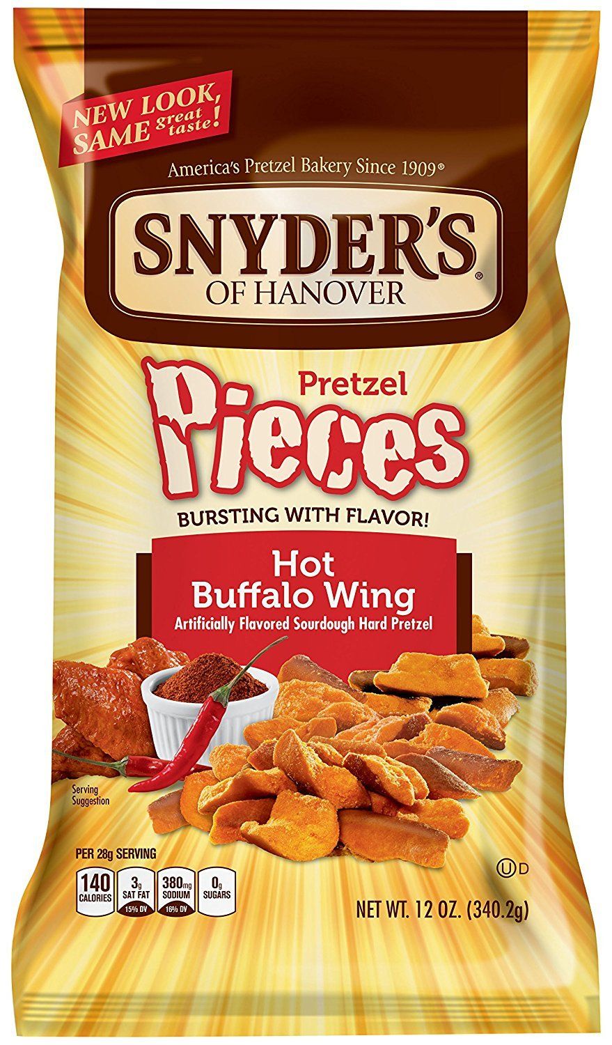 Grocery Test Brand Hot Buffalo Wings Pretzel Pieces, Snyder&#39;s Of Hanover, 12 Ounce