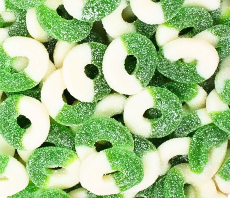 Green Apple Gummy Rings Candy - Fresh, Soft, and Chewy Sugar Dusted Gourmet Green Apple Rings Gummy Candy, by Queen City Candy Cave (2 Pound)