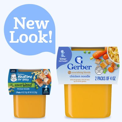 Gerber Baby Food 2nd Foods, Dinner, Chicken Noodle Puree, 4 Ounce Tubs, 2-Pack (Pack of 8)