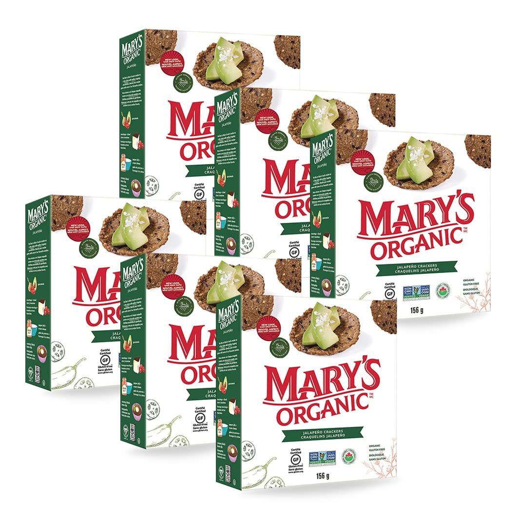 Mary&#39;s Gone Crackers Jalapeno Crackers, 5.5 Ounce (Pack of 6), Organic Brown Rice, Flax &amp; Sesame Seeds, Gluten Free