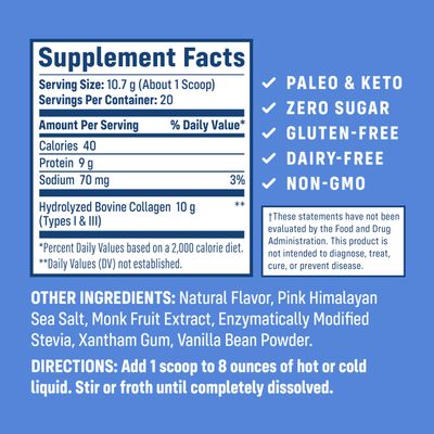 NativePath Collagen Peptides - Hydrolyzed Type 1 & 3 Collagen. Keto & Paleo Grass-Fed Protein Powder for Hair, Skin, Nails, Bones, Joints, Digestion and More - No Gluten or Dairy (Vanilla Bean, 214g)