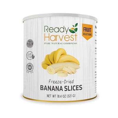 Ready Harvest Freeze Dried Bananas Freeze Dried Fruit Freeze Dried Food Gluten Free Snacks, Fruit Snacks, Canned Food, Bug Out Bag, Camping Essentials, Veggie Snacks 10 Can, 25-year shelf life 521g