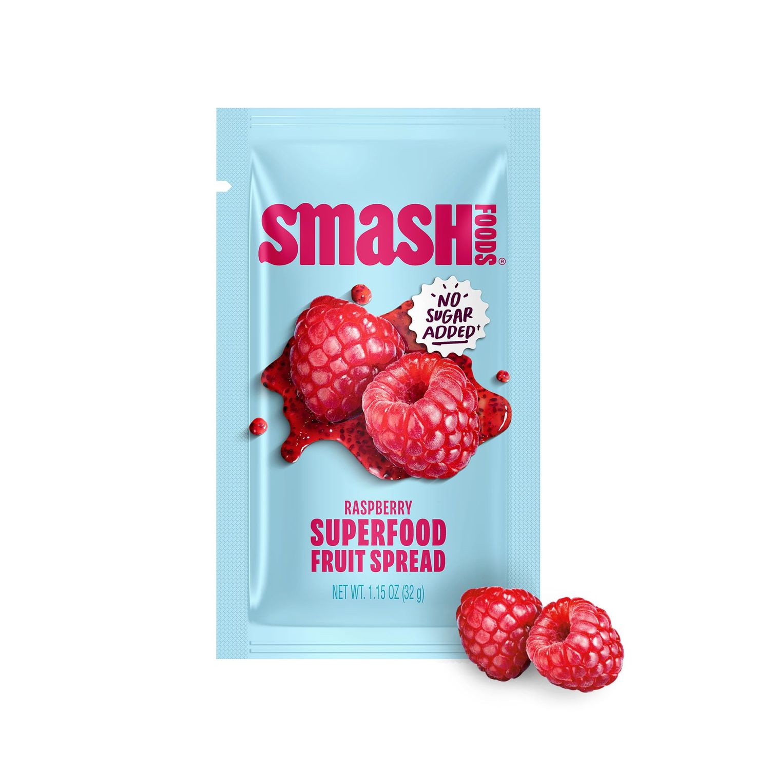 Smash Foods Raspberry Jam Squeeze Packets  10 Single Serve  Natural, Keto &amp; No Sugar Added  Vegan &amp; Upcycled Fruit Spread  Low-Calorie, Superfood Snack