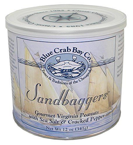 Blue Crab Bay &quot;Sandbaggers&quot; - Gourmet Virginia Peanuts with Sea Salt &amp; Cracked Pepper, 12 Oz. Tin (4-Pack)