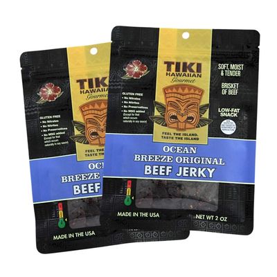 Tiki Hawaiian Gourmet Jerky  Ocean Breeze Original Beef (2 oz.) 2-Pack  High Protein, No Nitrates/Nitrites, No Preservatives, No MSG Added, Gluten Free Healthy Snack