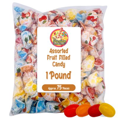 Fruit Filled Candy - Assorted 1 Pound Bulk Bag, Arcor Bon Bon Fruitfuls Candy, Individually Wrapped Hard Candy