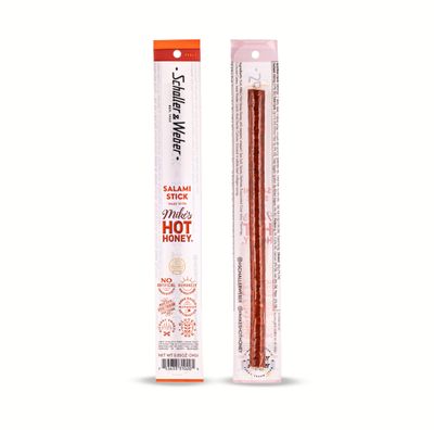 Schaller &amp; Weber Mikes Hot Honey Salami Stick, Hickory Smoked, All-Natural, Ready to Eat Meat Snacks, 0.85 Ounce (Pack of 6)