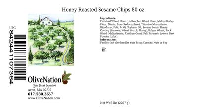 OliveNation Honey Roasted Sesame Chips, Crunchy, Sweet, Salty Treat for Snacking or Pub Mix, Non-GMO, Kosher - 80 ounces