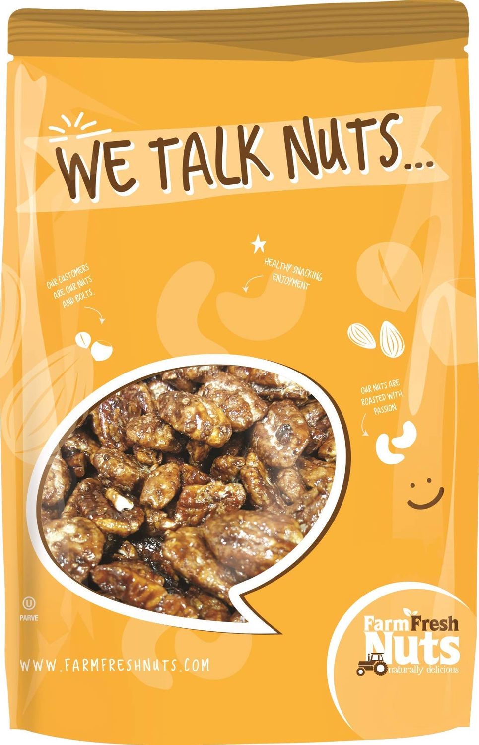 Honey Glazed Pecans Small Batch Roasted &amp; Candied 1 LB Bag of Great Freshness All Natural, Lactose Free.