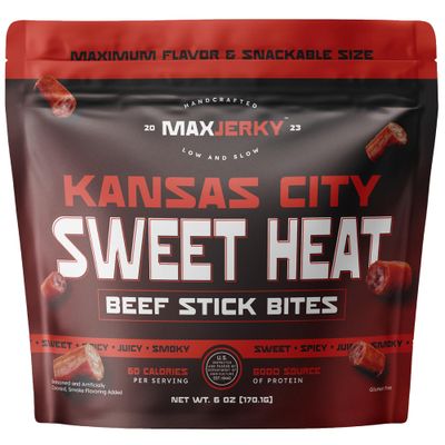 MaxJerky Kansas City Sweet Heat Beef Stick Bites - High Protein Meat Snack - Spicy Beef Jerky Tender Bites (6.5oz)