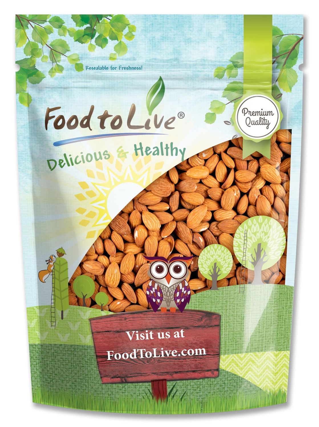 Food to Live - California Almonds, 4 Pounds - Supreme, Whole, Raw, Unsalted, Unroasted Nuts, Kosher, Vegan