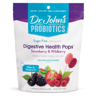 Dr. Johns Sugar Free Candy, Healthy Lollipops with Zero Sugar, Low Calorie Snacks, Keto Friendly Hard Candy Sweets, Probiotics for Kids, Oval, 14 Count, 3.85 OZ