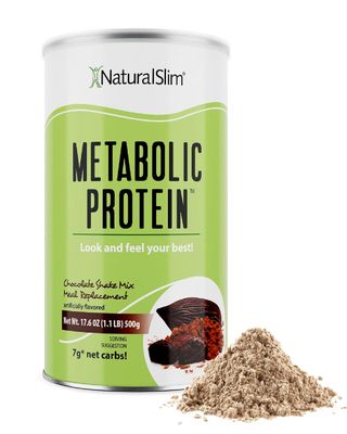 NaturalSlim Meal Replacement Protein Powder Chocolate - Metabolic Protein Powder Help Curb Cravings, Hunger &amp; Metabolism Support - Low Carb Breakfast Shake Mix - 10 Servings, 17.6oz