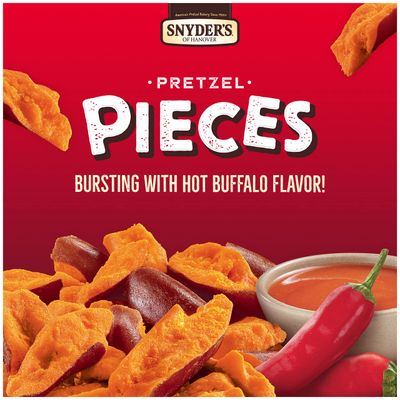 Snyder's of Hanover Pretzel Pieces, Hot Buffalo Wing, 3.25 Ounce, (Pack of 6)