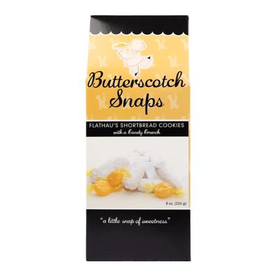 Flathau&#39;s Fine Foods Butterscotch Snaps, Powdered Shortbread Cookies, Gourmet Snack, 8-Ounce Boxes (Pack of 6)