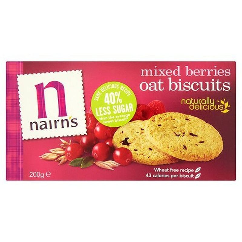 Nairn's Oat Biscuits, Mixed Berries, 7.1 Ounce Boxes